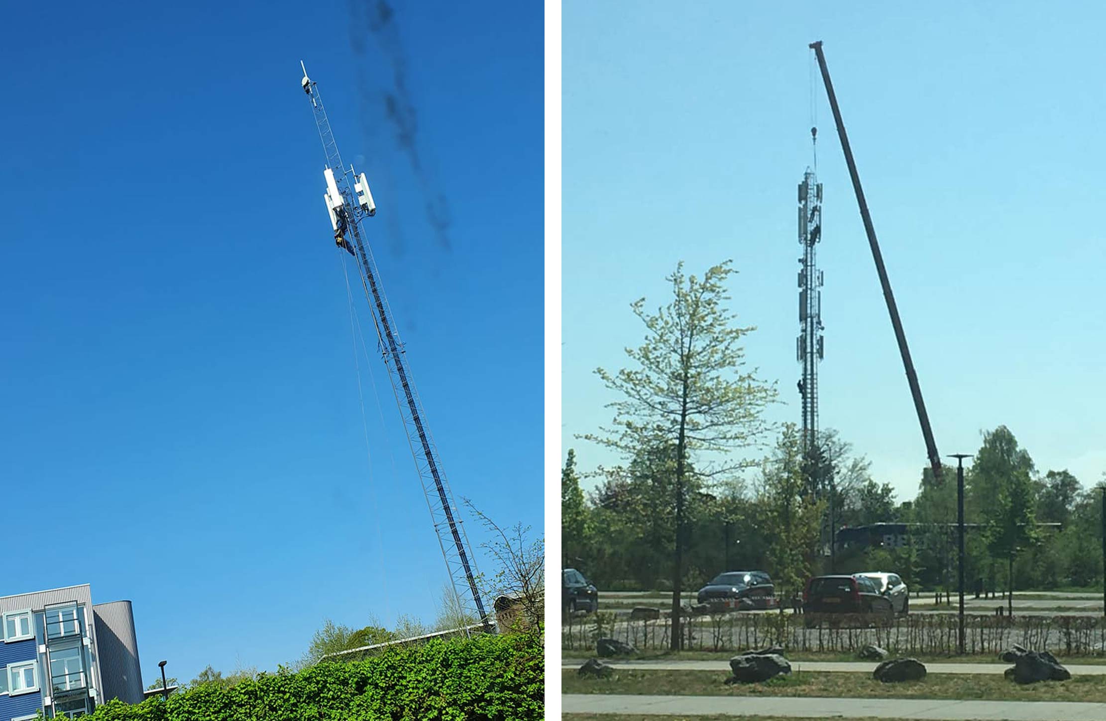 Installatie van nieuwe antennes en masten gedurende lockdown, maart/april 2020